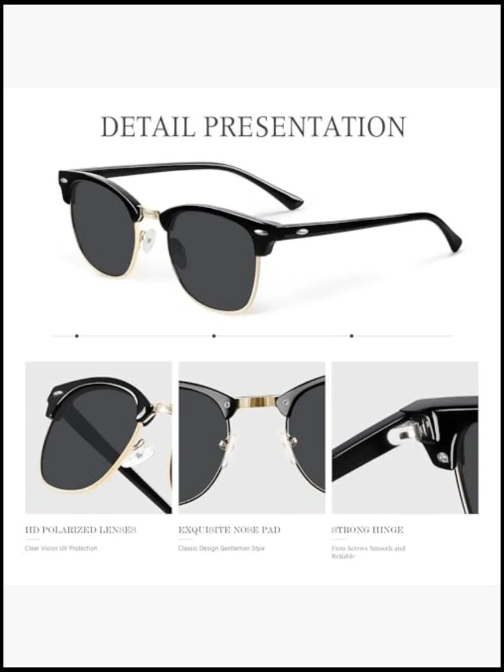 Polarized Sunglasses Semi-Rimless UV Protection Driving